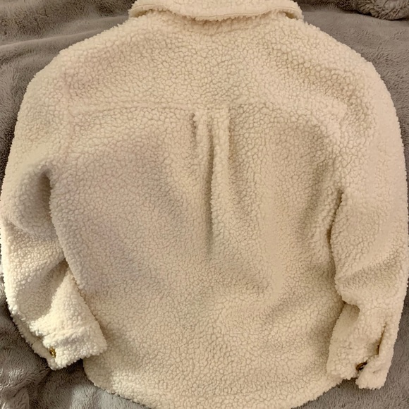 1. State Ivory Sherpa Button Front Shacket, Size Large - Picture 7 of 9